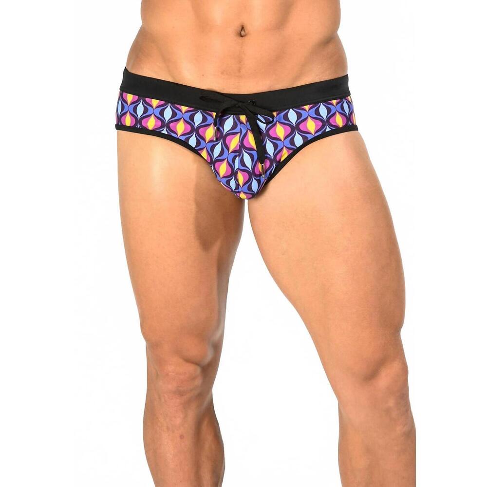 NEW STEELE freestyle swim brief in blue purple flame